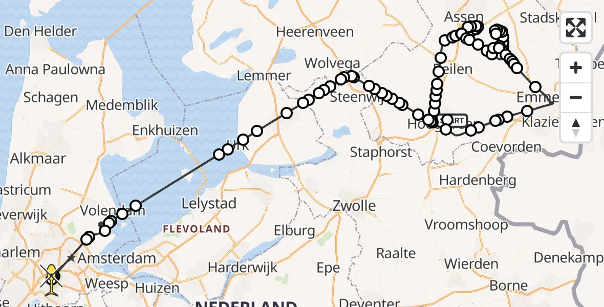 Routekaart van de vlucht: Politiehelikopter naar Schiphol, Doctor Anton Philipsstraat