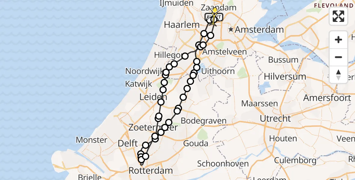 Routekaart van de vlucht: Lifeliner 1 naar Amsterdam Heliport, Hornweg