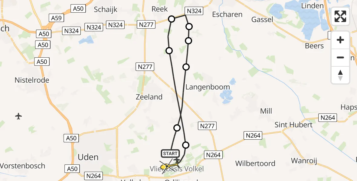 Routekaart van de vlucht: Lifeliner 3 naar Vliegbasis Volkel, Trentse Bossen
