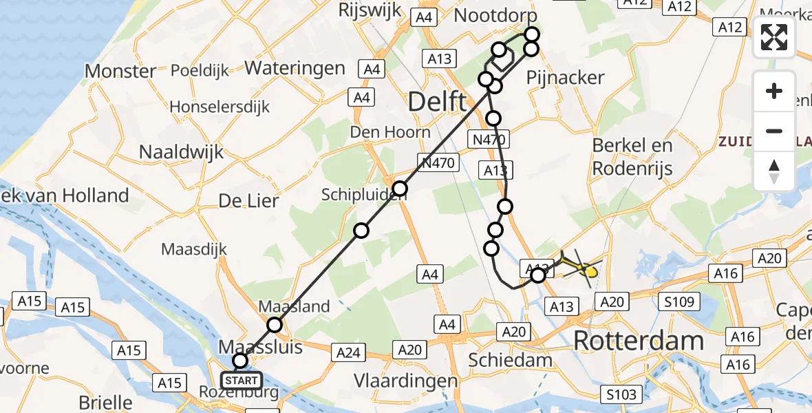 Routekaart van de vlucht: Lifeliner 2 naar Rotterdam The Hague Airport, Keucheniusstraat