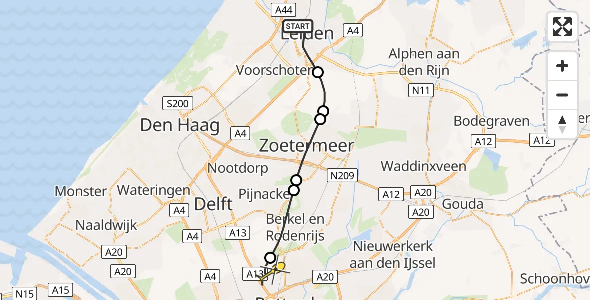 Routekaart van de vlucht: Lifeliner 2 naar Rotterdam The Hague Airport, Mooi Japiksteeg