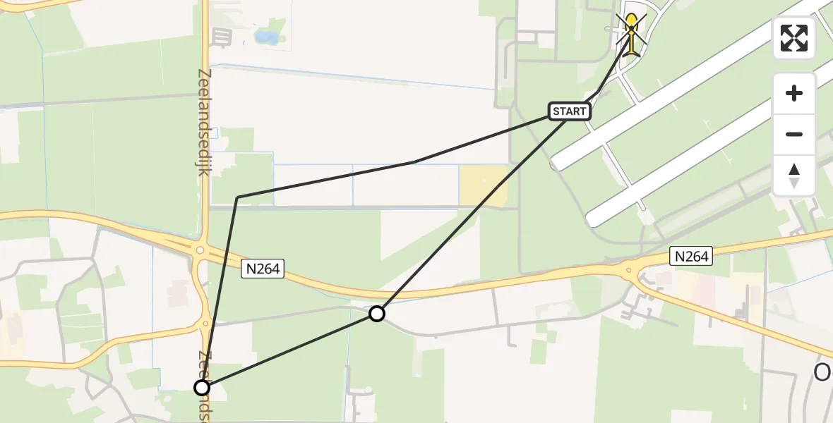 Routekaart van de vlucht: Lifeliner 3 naar Vliegbasis Volkel, Zeelandsedijk