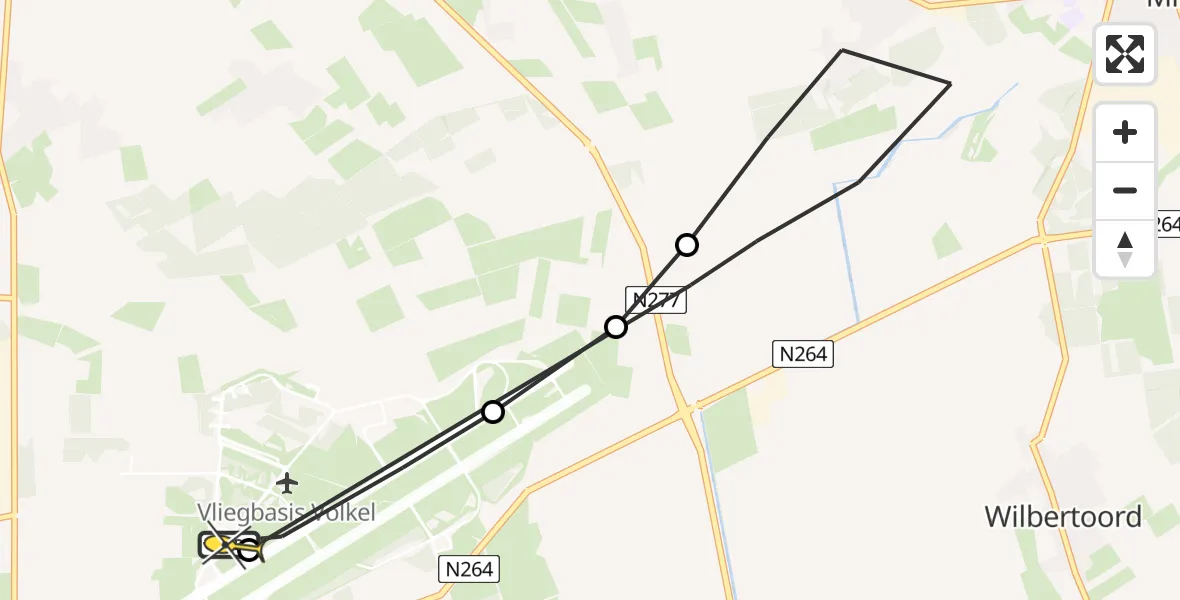 Routekaart van de vlucht: Lifeliner 3 naar Vliegbasis Volkel, Zeelandsedijk