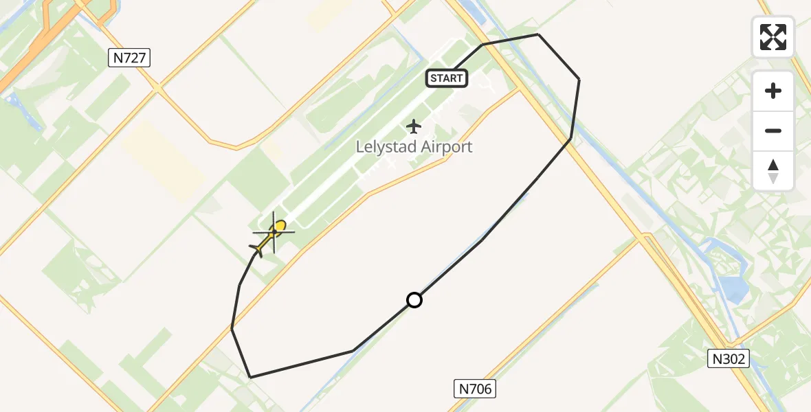 Routekaart van de vlucht: Politieheli naar Lelystad, Zwanentocht