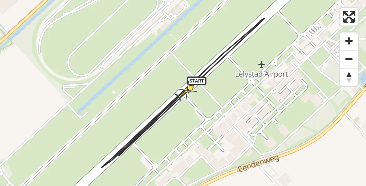 Routekaart van de vlucht: Politieheli naar Lelystad Airport, Emoeweg