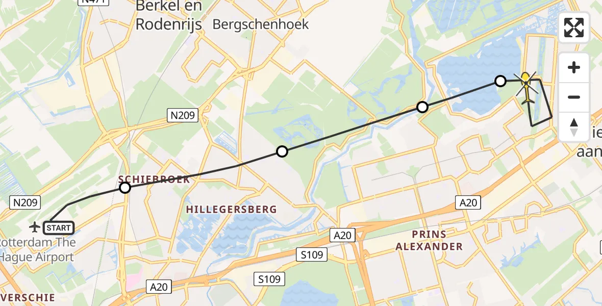 Routekaart van de vlucht: Lifeliner 2 naar Rotterdam, Bovendijk