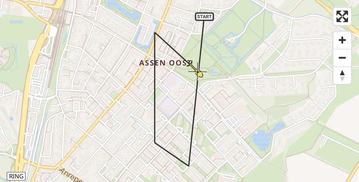 Routekaart van de vlucht: Lifeliner 4 naar Assen, Adelaarsweg