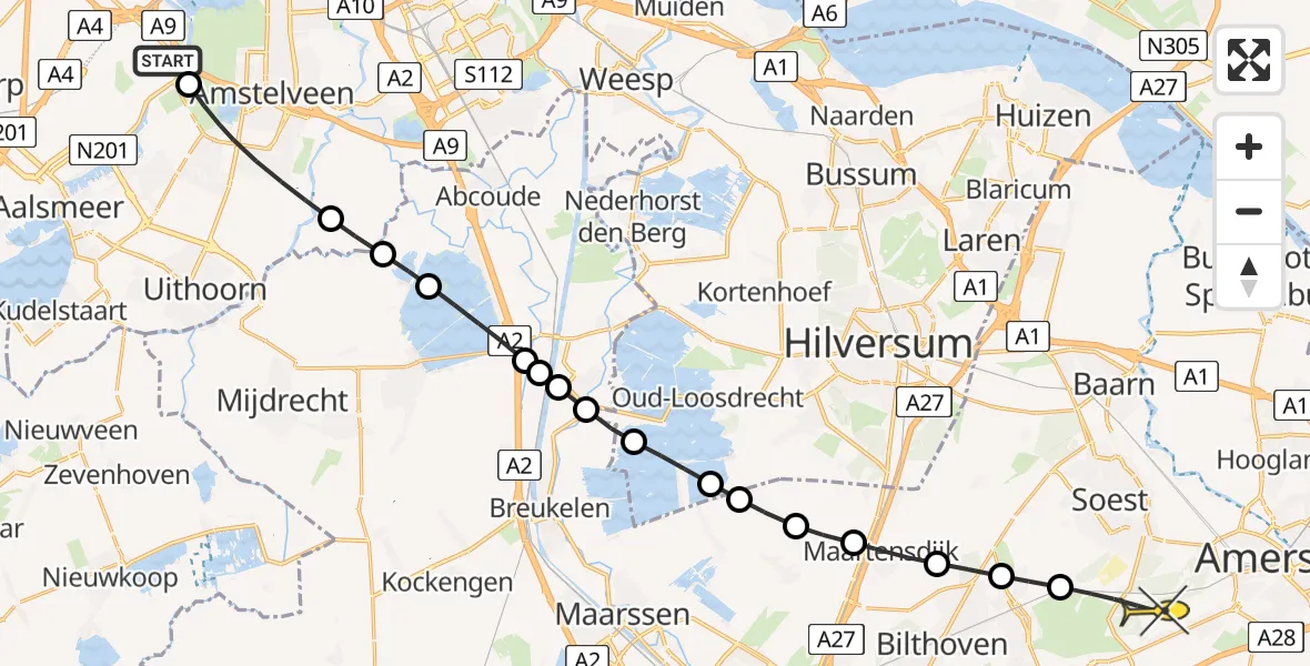 Routekaart van de vlucht: Politieheli naar Soest, Velopad