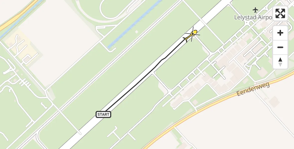 Routekaart van de vlucht: Politiehelikopter naar Lelystad Airport, Flamingoweg