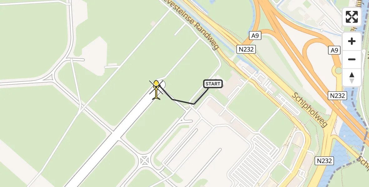 Routekaart van de vlucht: Politieheli naar Schiphol, Thermiekstraat