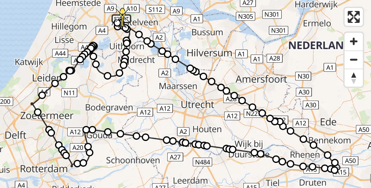 Routekaart van de vlucht: Politiehelikopter naar Schiphol, Westerkimweg