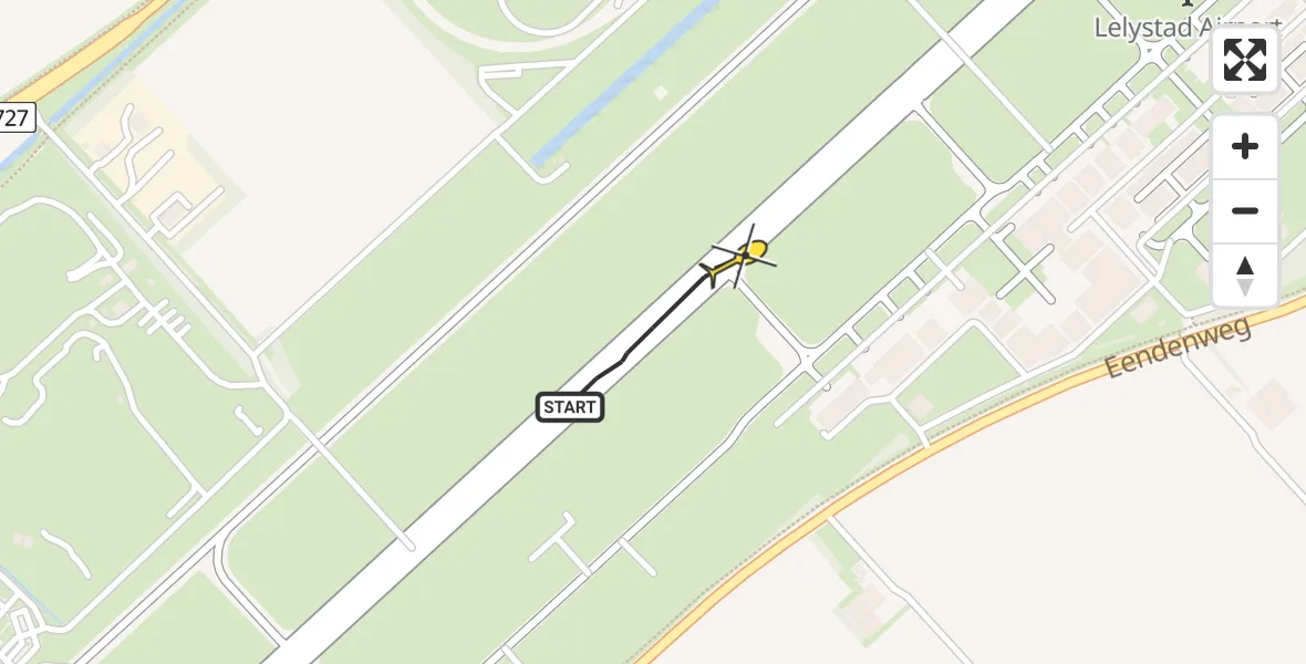 Routekaart van de vlucht: Politieheli naar Lelystad Airport, Flamingoweg