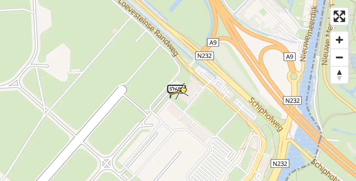 Vluchtroute Politiehelikopter van Schiphol naar Schiphol