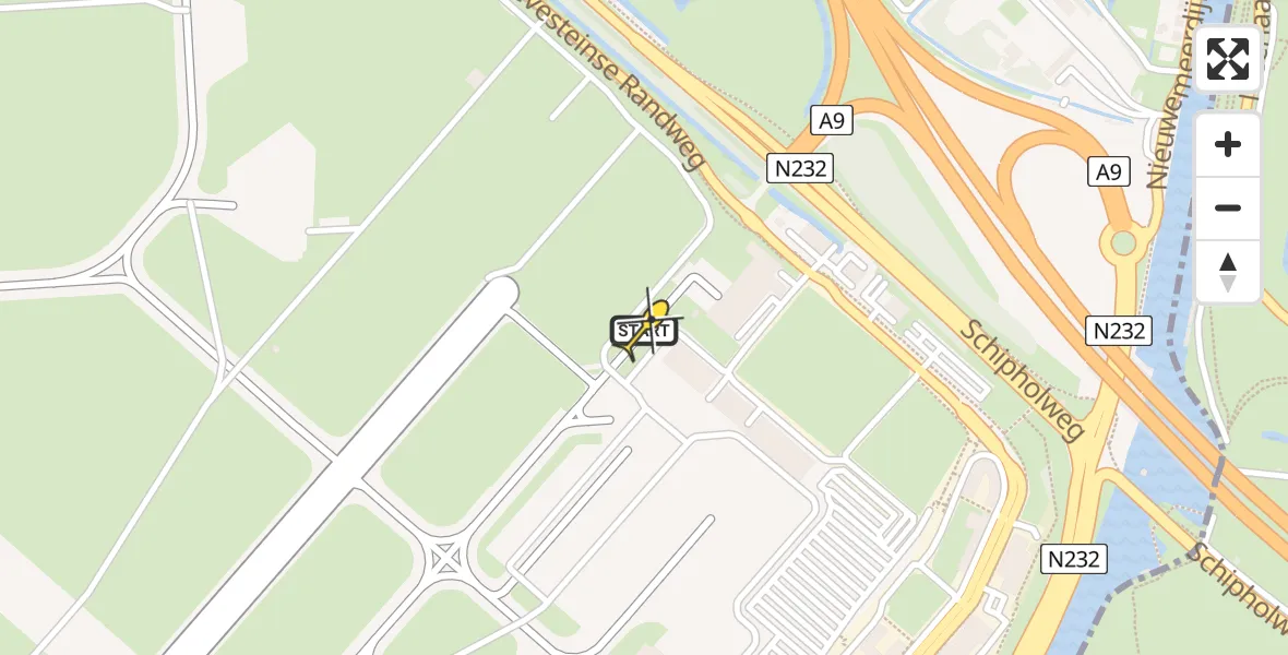 Routekaart van de vlucht: Politieheli naar Schiphol, Thermiekstraat