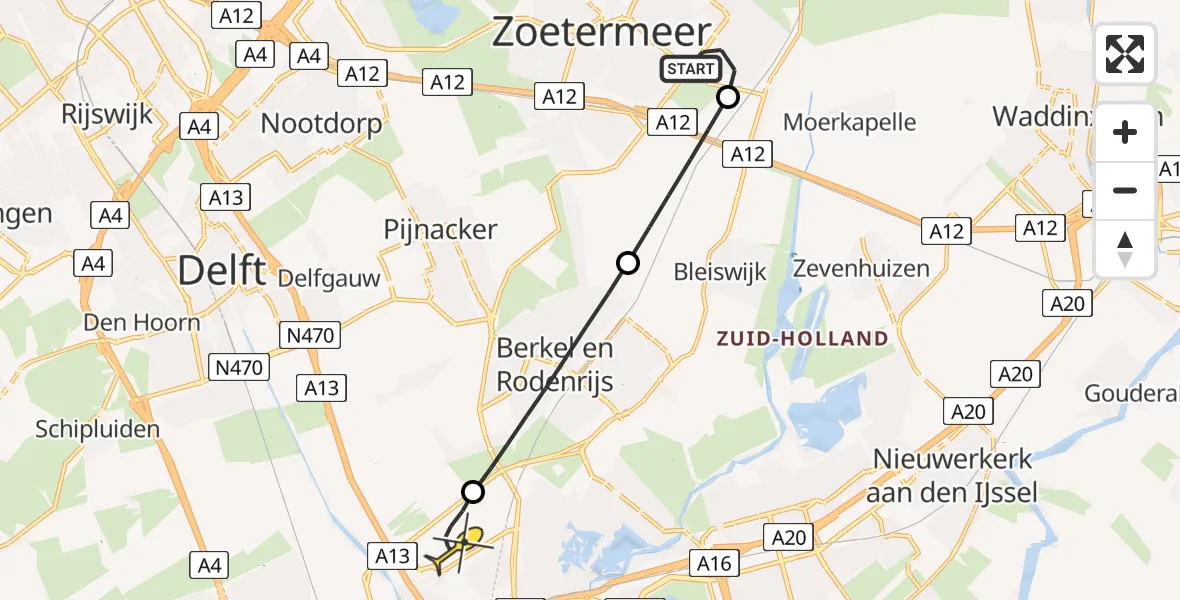 Routekaart van de vlucht: Lifeliner 2 naar Rotterdam The Hague Airport, Javalaan