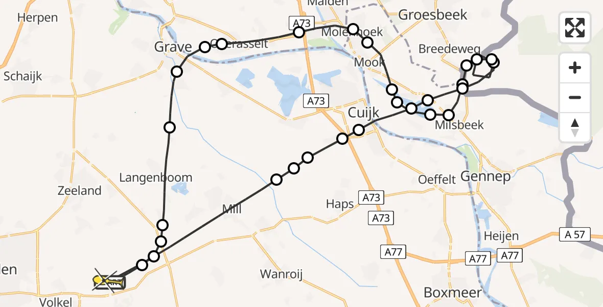Routekaart van de vlucht: Lifeliner 3 naar Vliegbasis Volkel, Nieuwedijk