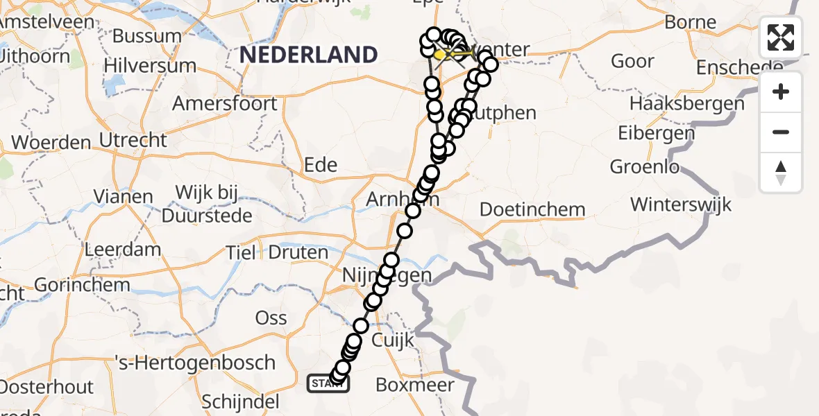 Routekaart van de vlucht: Lifeliner 3 naar Vliegveld Teuge, Nieuwedijk