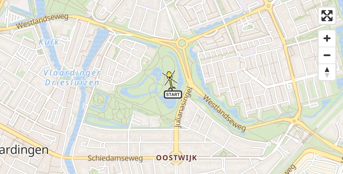 Routekaart van de vlucht: Lifeliner 2 naar Vlaardingen, Westlandseweg