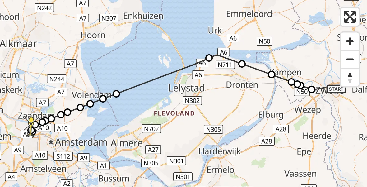 Routekaart van de vlucht: Lifeliner 1 naar Amsterdam Heliport, Soendastraat