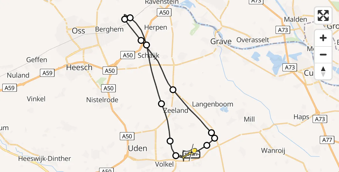 Routekaart van de vlucht: Lifeliner 3 naar Vliegbasis Volkel, Nieuwedijk