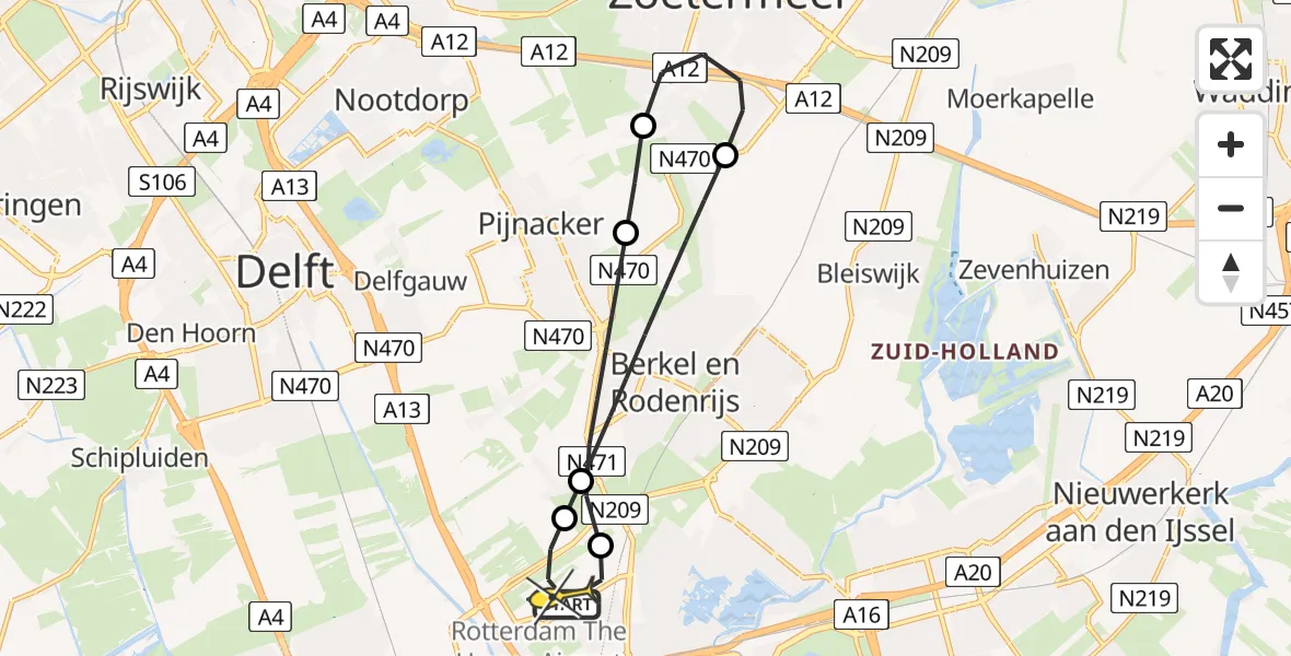 Routekaart van de vlucht: Lifeliner 2 naar Rotterdam The Hague Airport, A16 Rotterdam
