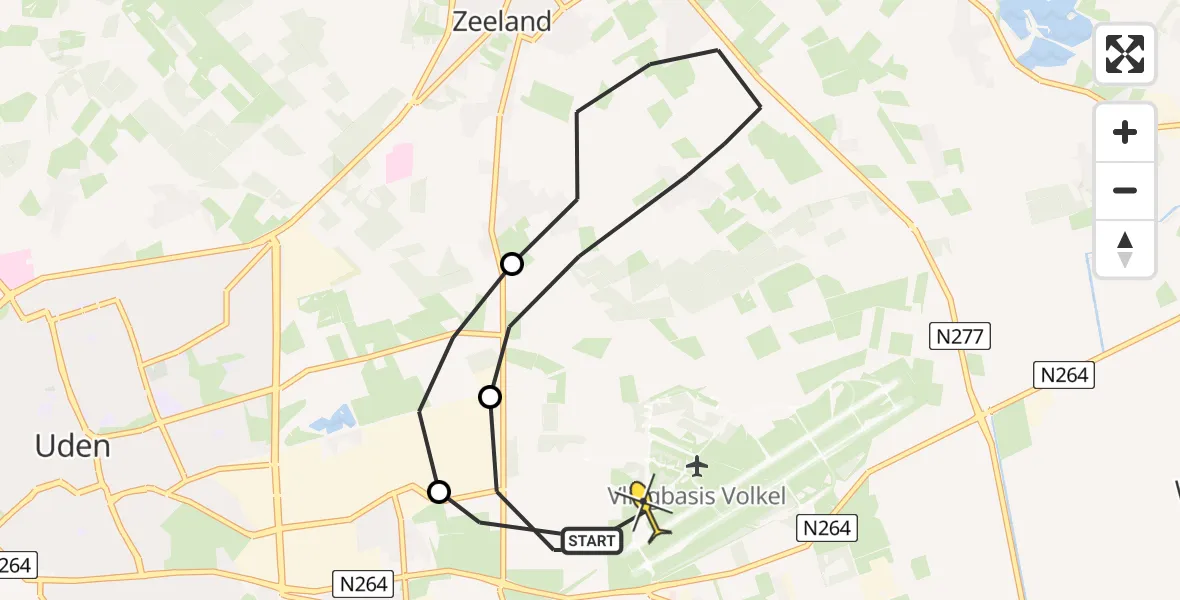 Routekaart van de vlucht: Lifeliner 3 naar Vliegbasis Volkel, Venstraat