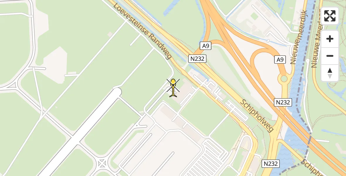 Routekaart van de vlucht: Politieheli naar Schiphol