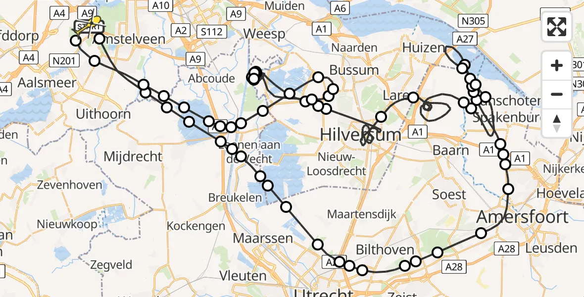 Vluchtroute Politiehelikopter van Schiphol naar Schiphol