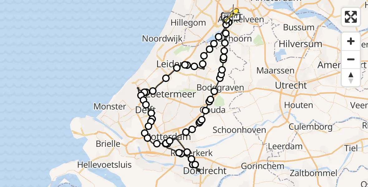 Vluchtroute Politiehelikopter van Schiphol naar Schiphol