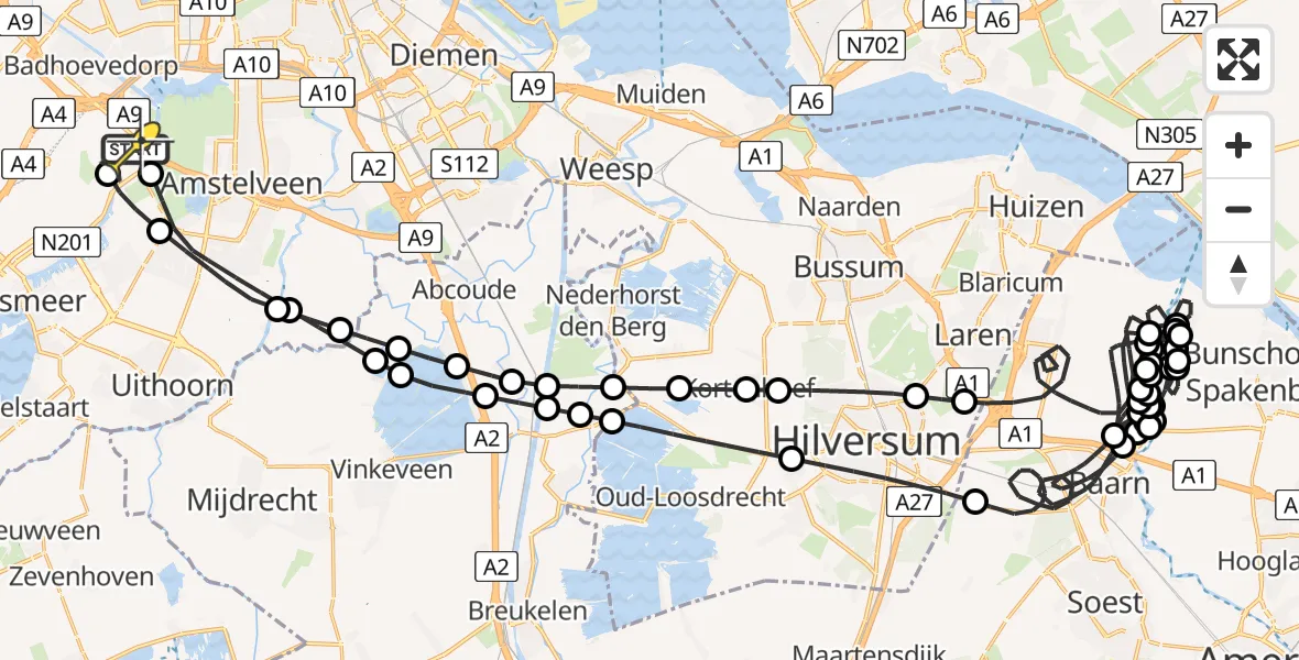 Routekaart van de vlucht: Politieheli naar Schiphol, Thermiekstraat