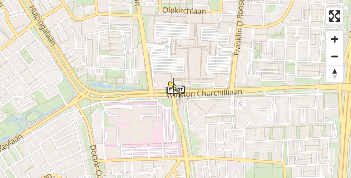 Routekaart van de vlucht: Lifeliner 3 naar Eindhoven, Winston Churchilllaan