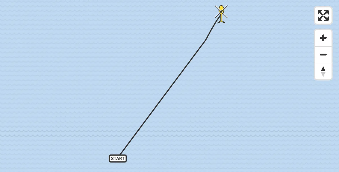 Routekaart van de vlucht: Kustwachthelikopter naar 