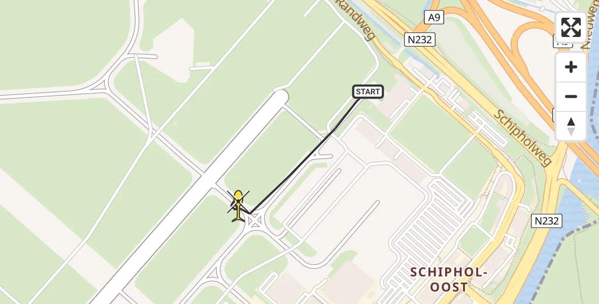 Vluchtroute Politiehelikopter van Schiphol naar Schiphol