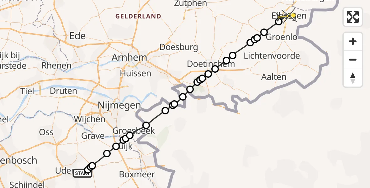 Routekaart van de vlucht: Lifeliner 3 naar Eibergen, Nieuwedijk