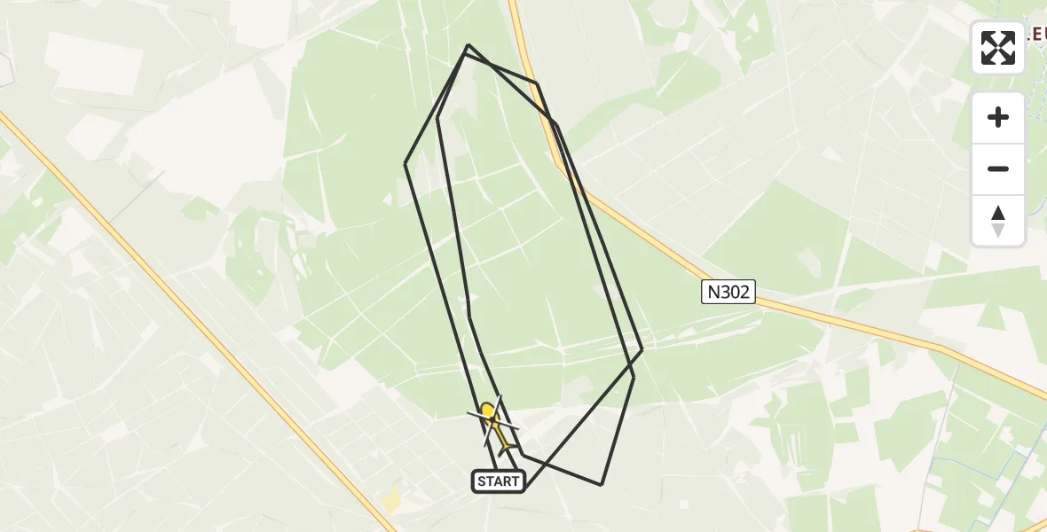 Routekaart van de vlucht: Politieheli naar Ermelo, Flevoweg