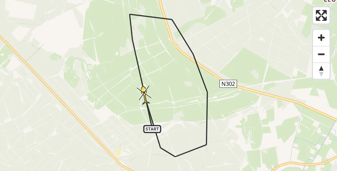 Routekaart van de vlucht: Politieheli naar Ermelo, Ermelose Heide