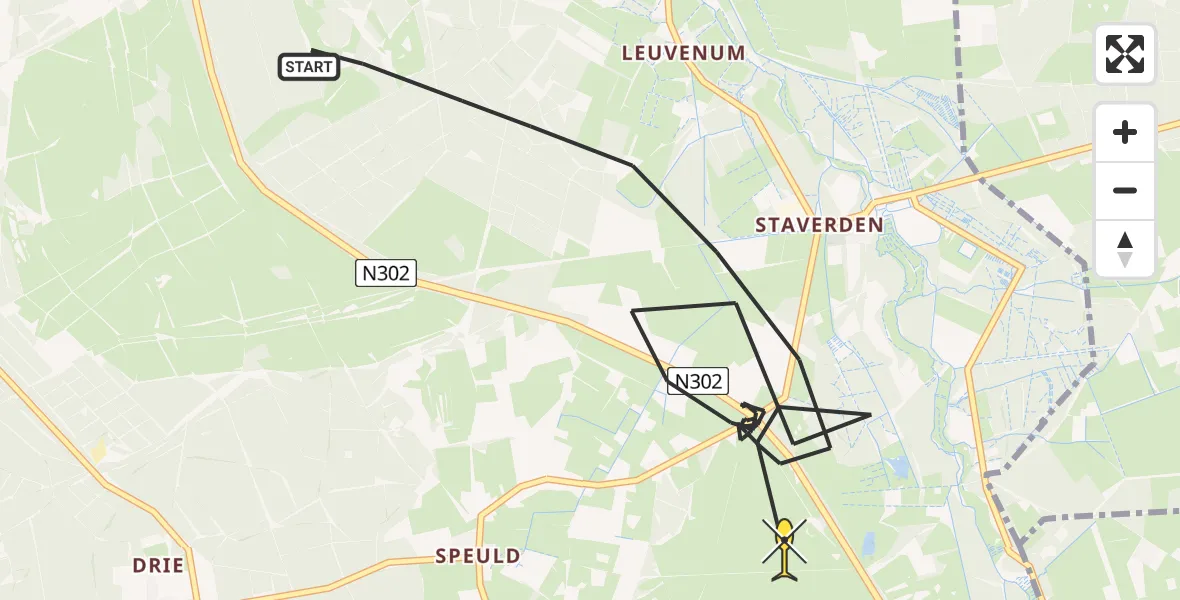 Routekaart van de vlucht: Politieheli naar Ermelo, Allee