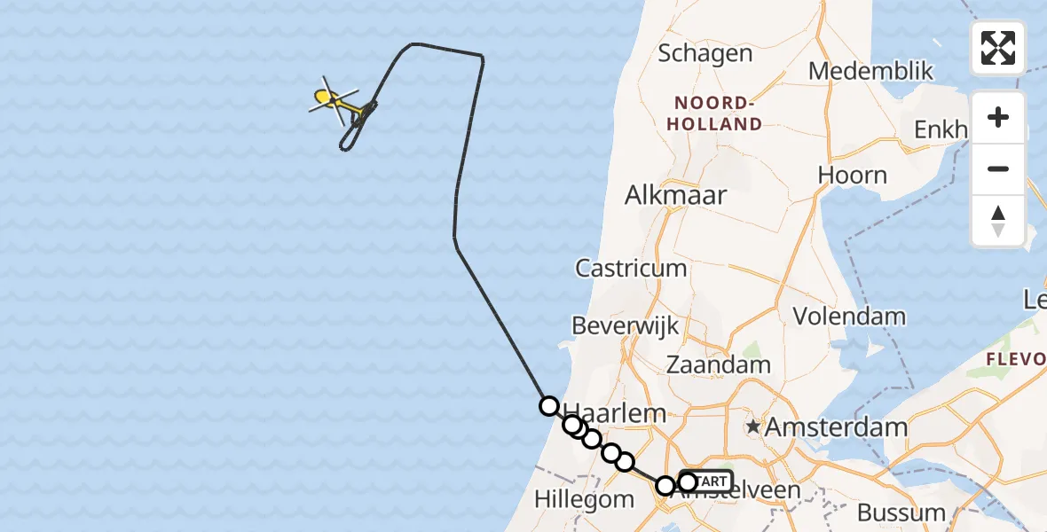 Routekaart van de vlucht: Politieheli naar Loevesteinse Randweg