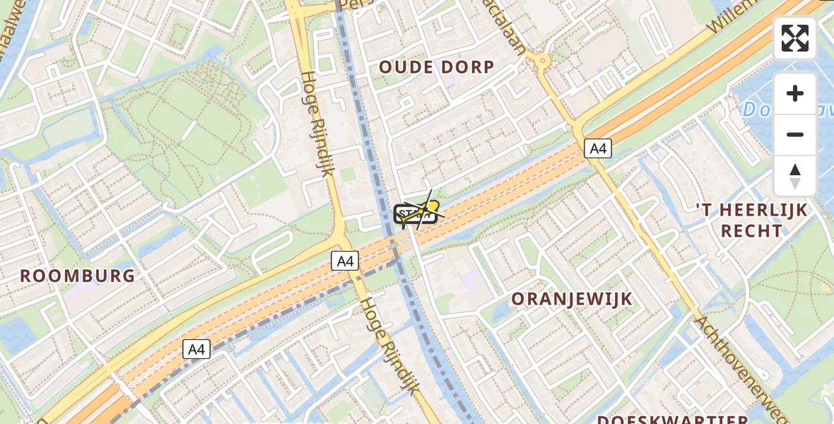 Routekaart van de vlucht: Lifeliner 2 naar Leiderdorp, Hoofdstraat