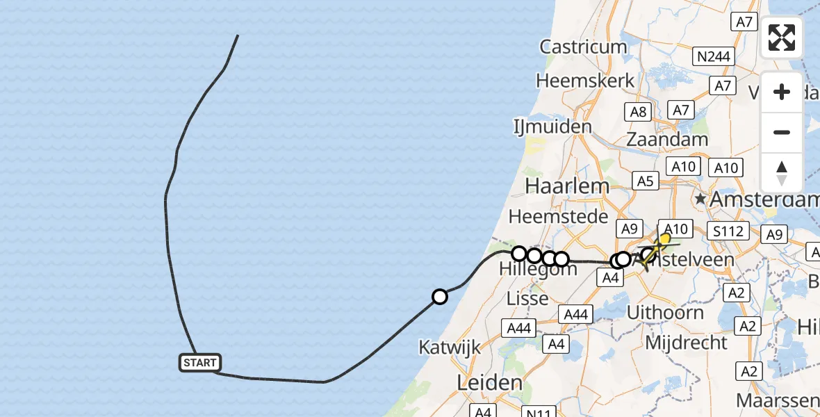 Routekaart van de vlucht: Politiehelikopter naar Schiphol, Ampèrestraat