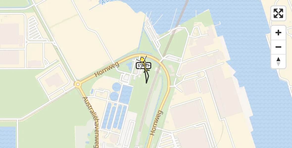 Routekaart van de vlucht: Lifeliner 1 naar Amsterdam Heliport, Hornweg