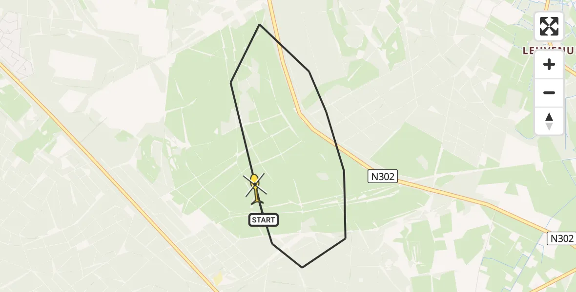 Routekaart van de vlucht: Politieheli naar Ermelo, Ermelose Heide