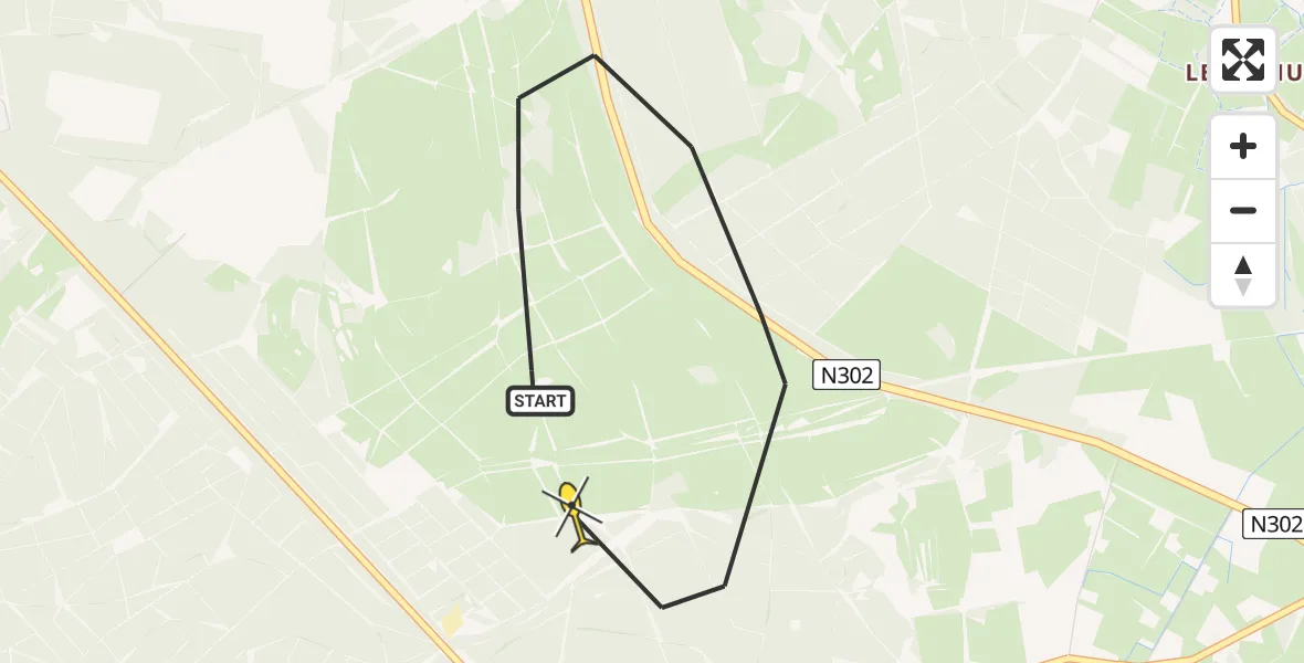 Routekaart van de vlucht: Politieheli naar Ermelo, Flevoweg