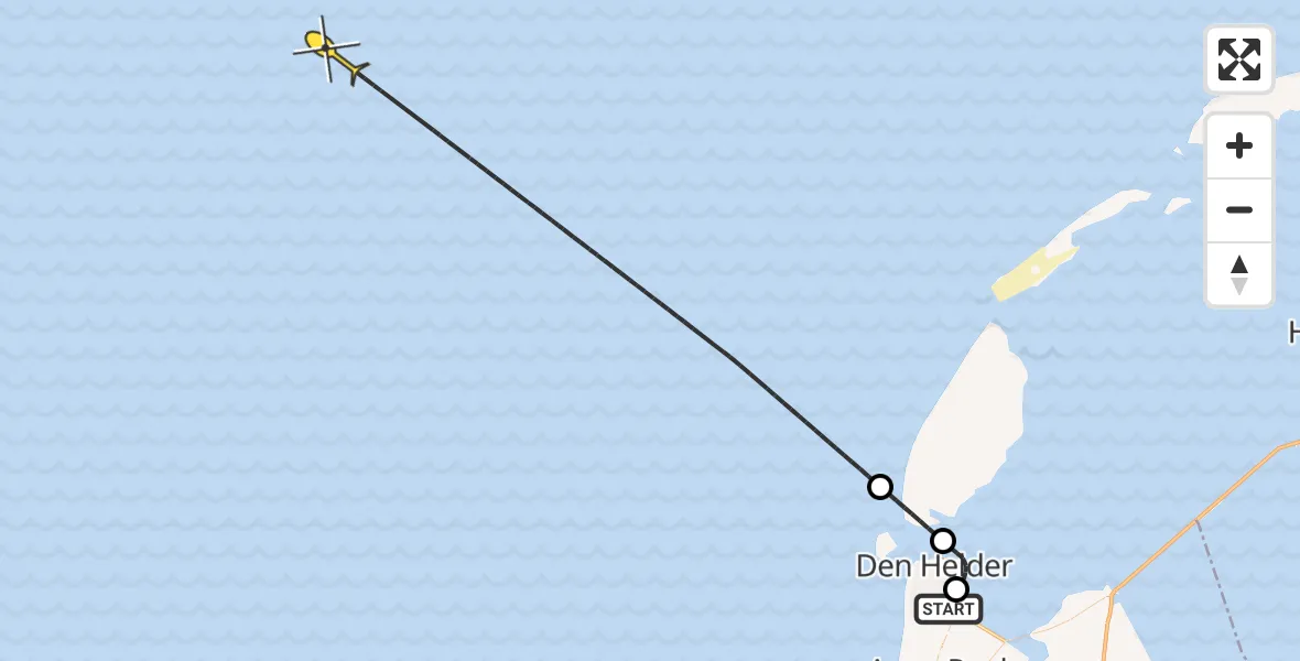 Routekaart van de vlucht: Kustwachthelikopter naar Oostoeverweg