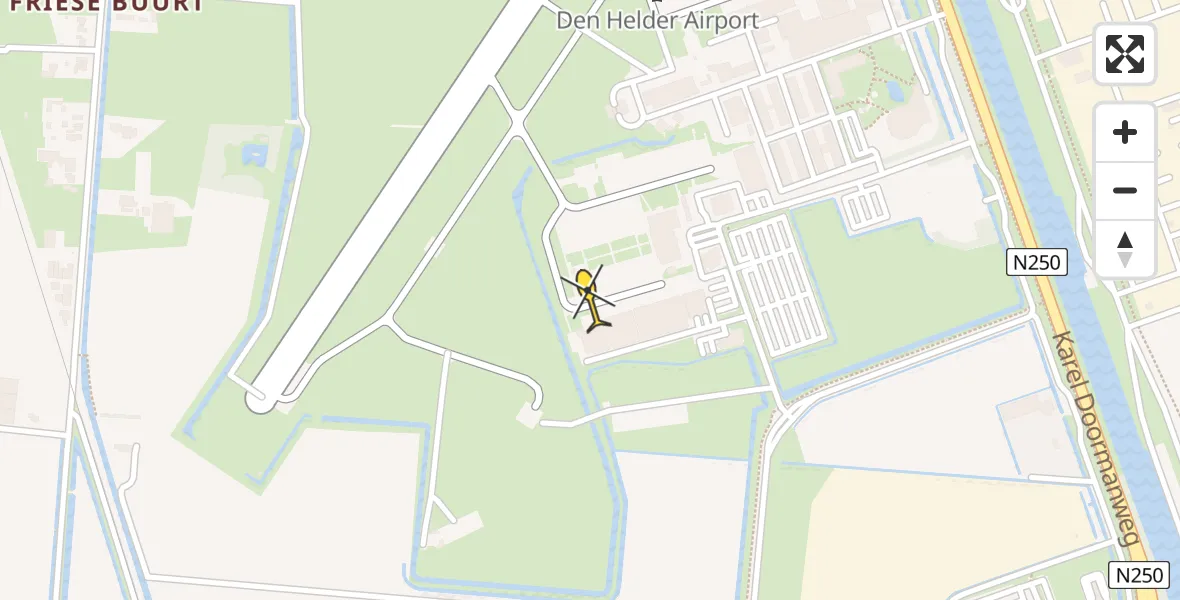 Routekaart van de vlucht: Kustwachthelikopter naar Vliegveld De Kooy