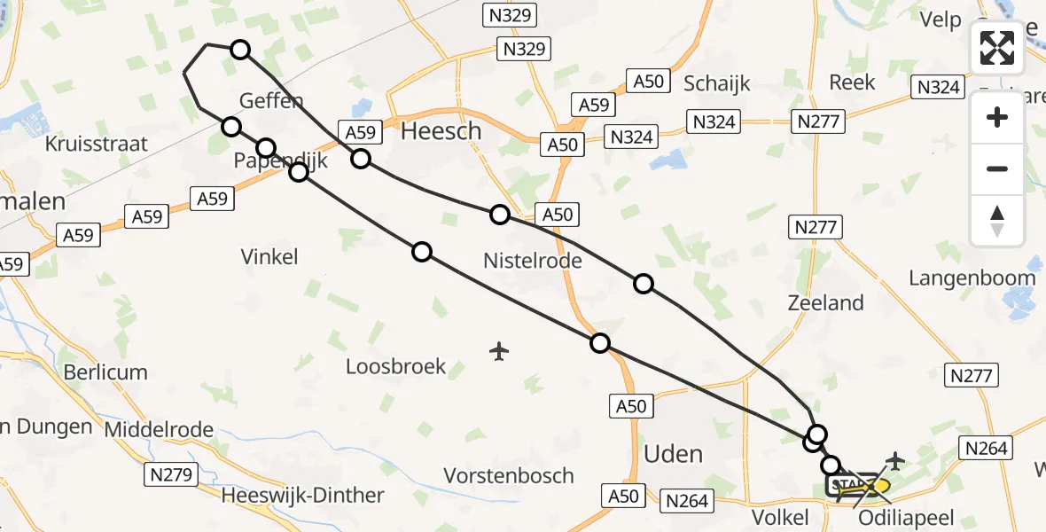 Routekaart van de vlucht: Lifeliner 3 naar Vliegbasis Volkel, Patersweg