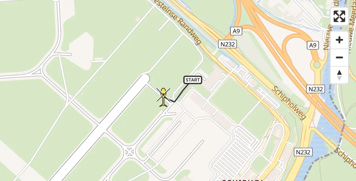 Vluchtroute Politiehelikopter van Schiphol naar Schiphol