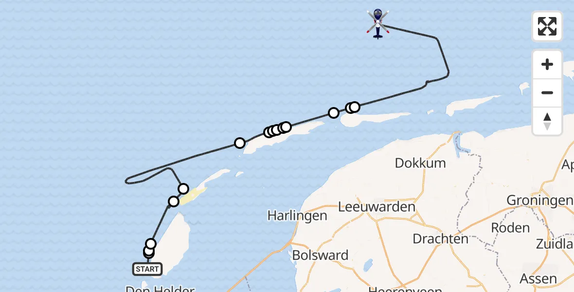 Vluchtroute Politiehelikopter Den Hoorn - , 17 oktober 2025, 07:49