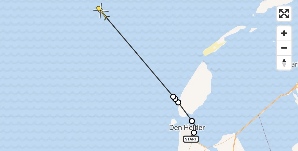 Routekaart van de vlucht: Kustwachthelikopter naar Oostoeverweg
