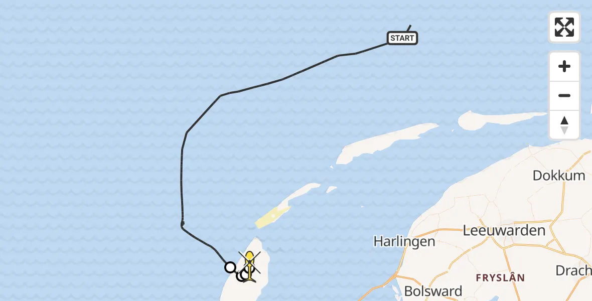 Routekaart van de vlucht: Politieheli naar Texel International Airport, Postweg